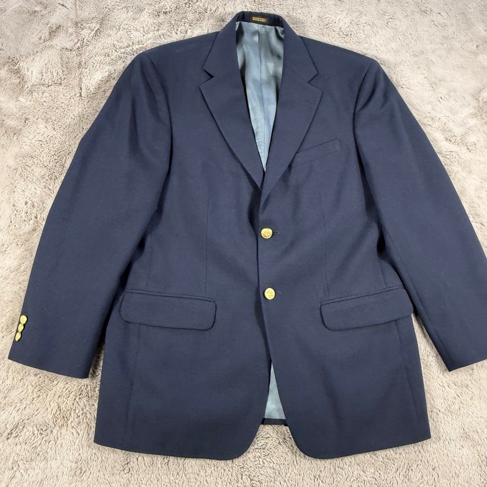 Classic Stafford Men's Navy Blazer Sports Jacket with Gold Buttons Sz 40R - Picture 2 of 11